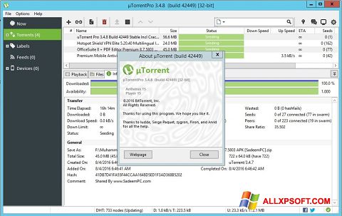 Skjermbilde uTorrent Pro Windows XP