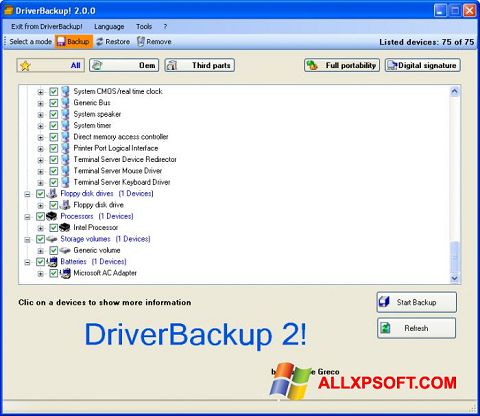 Skjermbilde Driver Backup Windows XP