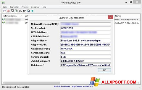 Skjermbilde WirelessKeyView Windows XP