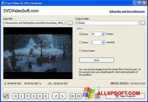 Skjermbilde Free Video to JPG Converter Windows XP