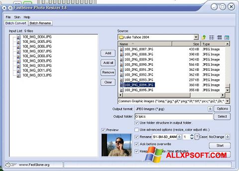 Skjermbilde FastStone Photo Resizer Windows XP