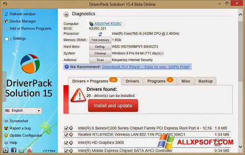 Skjermbilde DriverPack Solution Online Windows XP