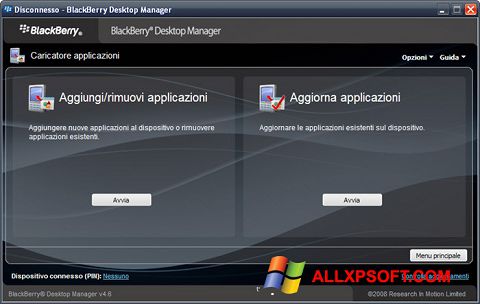 Skjermbilde BlackBerry Desktop Manager Windows XP