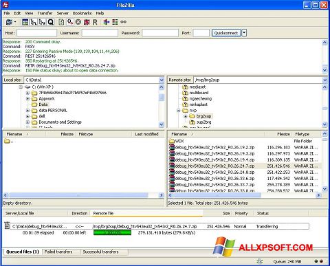 Skjermbilde FileZilla Server Windows XP
