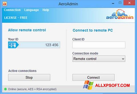 Skjermbilde AeroAdmin Windows XP